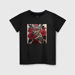 Детская футболка Irezumi - лиса в розах