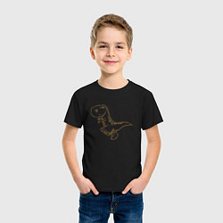 Футболка хлопковая детская Шагающий рисованный динозавр, цвет: черный — фото 2