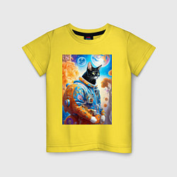 Детская футболка Котяра крутой космонавт - нейросеть