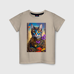 Детская футболка Кот в стиле стимпанк - нейросеть - искусство