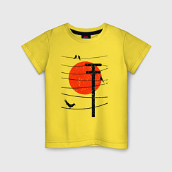 Детская футболка Птицы на проводах и солнце