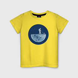 Футболка хлопковая детская Космонавт с газонокосилкой, цвет: желтый