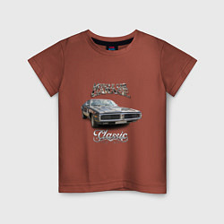 Футболка хлопковая детская Американский масл-кар Dodge Charger, цвет: кирпичный