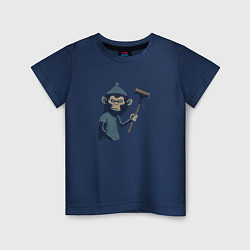 Футболка хлопковая детская Monkey with a hammer, цвет: тёмно-синий