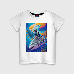 Детская футболка Cyber shark - ocean and space - art