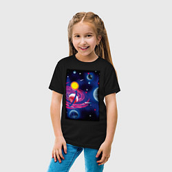 Футболка хлопковая детская Вселенная, звёзды, цвет: черный — фото 2