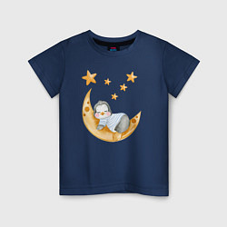 Детская футболка Детеныш пингвина спит на Луна
