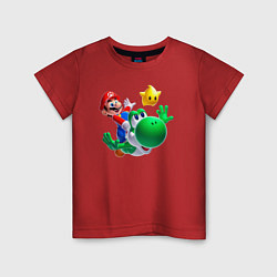 Детская футболка Марио, Йоши и звезда