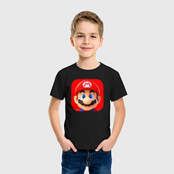 Футболка хлопковая детская Марио лого, цвет: черный — фото 2