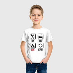 Футболка хлопковая детская Eat - sleep - Zelda - repeat, цвет: белый — фото 2