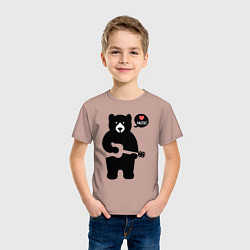 Футболка хлопковая детская Мишка любит музыку, цвет: пыльно-розовый — фото 2