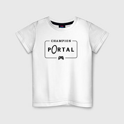Детская футболка Portal gaming champion: рамка с лого и джойстиком