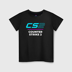 Детская футболка Символ Counter Strike 2 в неоновых цветах