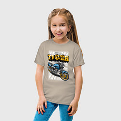 Футболка хлопковая детская Мотоцикл Honda Tiger, цвет: миндальный — фото 2