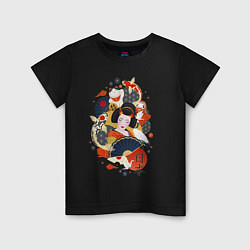Детская футболка Японская девушка с веером - коллаж
