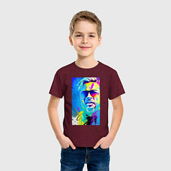 Футболка хлопковая детская Brad Pitt - sketch - pop art, цвет: меланж-бордовый — фото 2