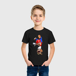 Футболка хлопковая детская Марио на грибе, цвет: черный — фото 2