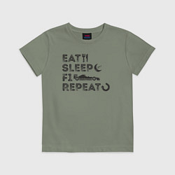 Футболка хлопковая детская Eat sleep F1, цвет: авокадо