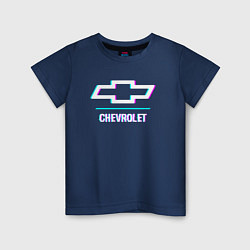 Детская футболка Значок Chevrolet в стиле glitch