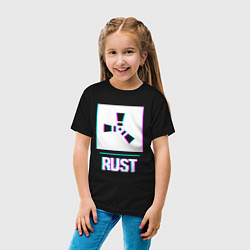 Футболка хлопковая детская Rust в стиле glitch и баги графики, цвет: черный — фото 2