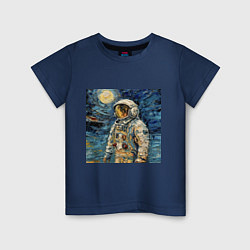 Детская футболка Космонавт на луне в стиле Ван Гог