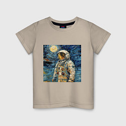Детская футболка Космонавт на луне в стиле Ван Гог