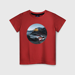 Детская футболка Машина с рестораном на горе