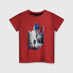 Детская футболка Прогулка по Москве - коллекция Бело-сине-красный -