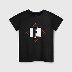 Детская футболка Символ Fortnite в красном ромбе