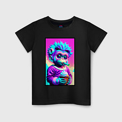 Детская футболка Маленькая обезьянка ест мороженное в стиле Dreamwa