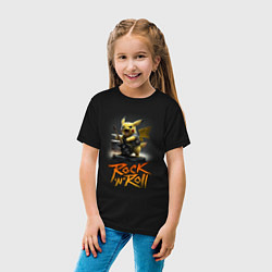 Футболка хлопковая детская Пикачу Рокnroll, цвет: черный — фото 2