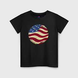 Футболка хлопковая детская Flag USA, цвет: черный