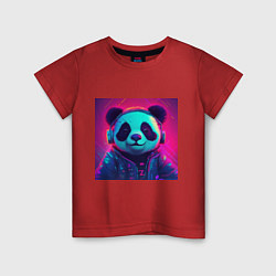 Детская футболка Милая панда в лучах неона