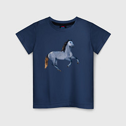 Футболка хлопковая детская Андалузская лошадь, цвет: тёмно-синий