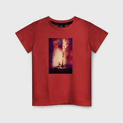 Детская футболка Танк в пламени на поле боя