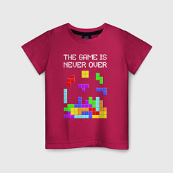 Футболка хлопковая детская Tetris - the game is never over, цвет: маджента