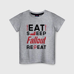 Футболка хлопковая детская Надпись: eat sleep Fallout repeat, цвет: меланж