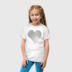 Футболка хлопковая детская Сердце с черными линиями, цвет: белый — фото 2