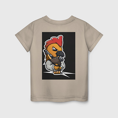 Детская футболка Chicken Gun арт / Миндальный – фото 2