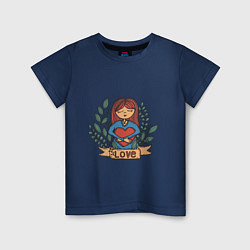 Детская футболка Девочка с большим любящим сердцем