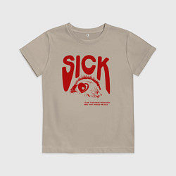 Футболка хлопковая детская Sick i cant away from you red, цвет: миндальный