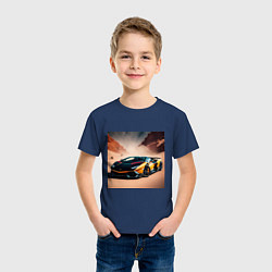 Футболка хлопковая детская Lamborghini Aventador, цвет: тёмно-синий — фото 2