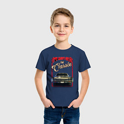 Футболка хлопковая детская Классика автомобиль Chevrolet Impala, цвет: тёмно-синий — фото 2