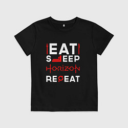 Детская футболка Надпись eat sleep Horizon repeat