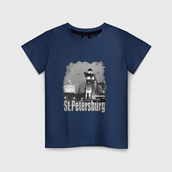Детская футболка Санкт-Петербург черно-белый