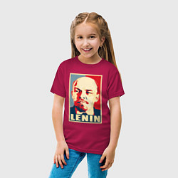 Футболка хлопковая детская Lenin, цвет: маджента — фото 2