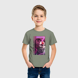 Футболка хлопковая детская Honkai - Кафка и яблоко, цвет: авокадо — фото 2