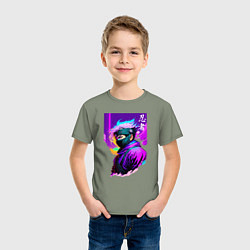 Футболка хлопковая детская Ниндзя - иероглифы - Япония, цвет: авокадо — фото 2