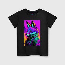 Детская футболка Cool fox - cyberpunk - neural network