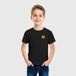 Футболка хлопковая детская ФК Барселона эмблема, цвет: черный — фото 2